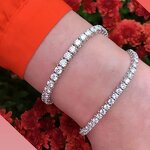 White Gold Tennis Chain Bracelet Manufacturer - 3-5mm Round Cut Iced Out CZ