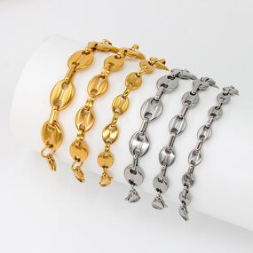 Stainless Steel Coffee Beans Bracelet Factory - 8-13mm Link Chain for Men Fashion
