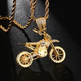 Brass Motorcycle Pendant Manufacturer - Iced Out Hip Hop Necklace for Men