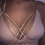 Sexy Bling Diamond Body Chain Manufacturer - Rhinestone Cross Bikini Bra Chain