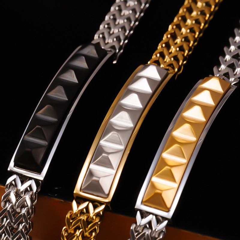 European Fashion Punk Bracelet Manufacturer - Hip-Hop Denim Titanium Steel Geometric