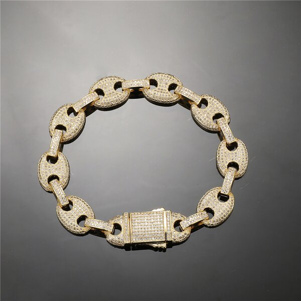 Hip Hop Jewelry Baguette Cuban Chain Set Factory - 12mm Coffee Bean Cuban Chain