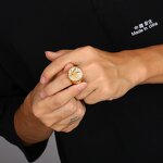 Waterproof Stainless Steel Ring Factory - 18k Gold Plated Iced Out Maple Leaf