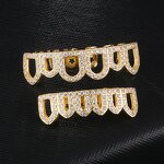 Double Zirconia Caps Grillz Factory - Two Teeth Top for Men Rapper Wholesale