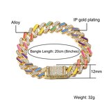 Hip Hop Cuban Chain Set Manufacturer - 12mm Prong Alloy Iced Out Crystal