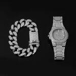 Hip Hop Crystal Jewelry Set Factory - Zinc Alloy Necklace with Bracelet Watch