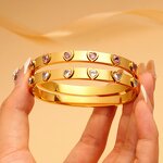 Luxury Stainless Steel Crystal Bracelet Manufacturer - 18K Gold Plated Heart Bangle