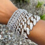 Hip Hop Diamond Bracelets Factory - 14mm Iced Out Prong Cuban Link