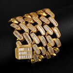 Cuban Link Chain Bracelet Factory - Rapper Style 19mm Baguette Cuban Chain