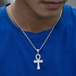 925 Silver Vermeil Necklace Set Manufacturer - Ankh Pendant Moissanite Tennis Chain