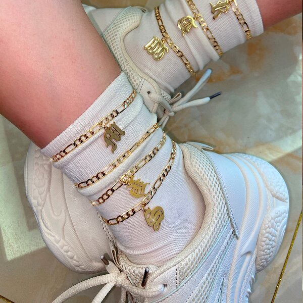 Waterproof Fashion Beach Anklet Manufacturer - Stainless Steel Initials Gold Plated