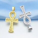 925 Silver Vermeil Necklace Set Manufacturer - Ankh Pendant Moissanite Tennis Chain