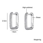 Hip Hop Jewelry Hook Earring Manufacturer - Zircon Square Gold Plated Stud