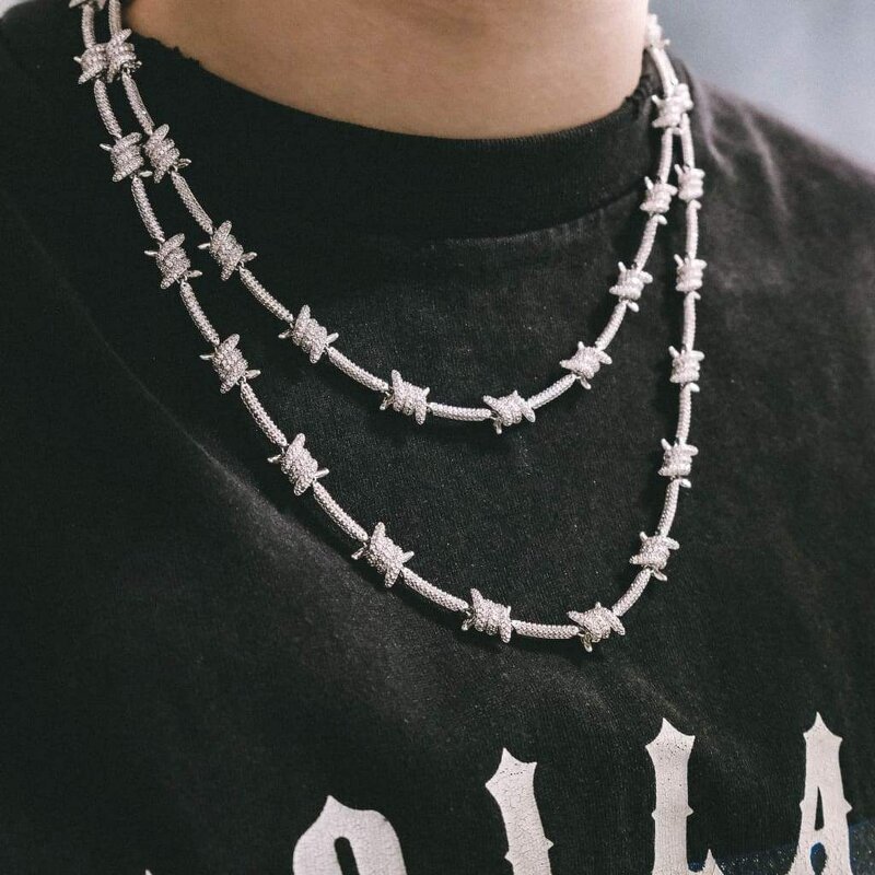 Iced Out Barb Wire Bracelet Manufacturer - 8mm Wire Chain Hip Hop for Men