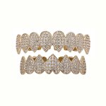 Mouth Grillz Factory - 14K White Gold Plated Iced Cubic Zirconia Teeth