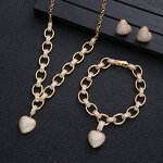 Eco-friendly Hip-hop Jewelry Set Factory - Iced Out Heart Pendant Necklace Bracelet