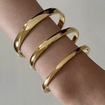 Waterproof Cuff Bracelet Factory - 4-8mm 18K Gold Plated Stainless Steel Chunky
