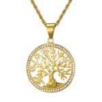 Stainless Steel Tree of Life Pendant Manufacturer - Iced Out Round Charm