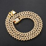 18K Gold Plated Cuban Chain Set Manufacturer - 12mm Ice CZ Crystal Necklace