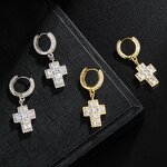 Vintage Jewelry Earring Sets Factory - Cubic Zirconia Bling Cross Gun Hoop