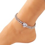 Summer Icy Pink Diamond Anklets Manufacturer - Rose Gold Cuban Heart Gemstone