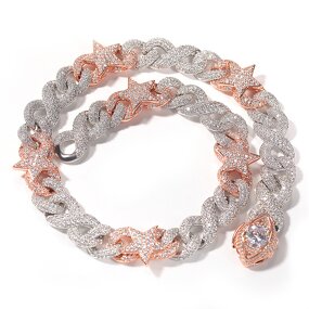 Hip Hop Jewelry Two Tone Cuban Chain Factory - 16mm Eye Clasp Choker Necklace