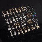 Vintage Jewelry Earring Sets Factory - Cubic Zirconia Bling Cross Gun Hoop