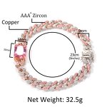 Summer Icy Pink Diamond Anklets Manufacturer - Rose Gold Cuban Heart Gemstone