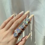 Rhodium Plated Iced Out Luxury Ring Factory - 5A CZ Zircon Heart Diamond Wedding