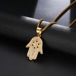 Stainless Steel Fatima Hand Pendant Manufacturer - Micro Paved Iced Out