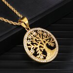 Stainless Steel Tree of Life Pendant Manufacturer - Iced Out Round Charm