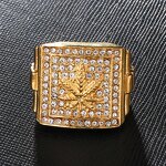 Stainless Steel Weed Maple Leaf Ring Factory - Iced Out Hip Hop for Men