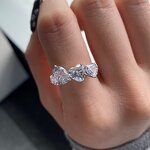 Iced Out Luxury Jewelry Ring Manufacturer - 8A CZ Zirconia Triple Heart Cut