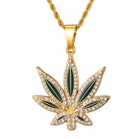 18k Gold Plated Maple Leaf Pendant Factory - Iced Out Hip Hop for Men