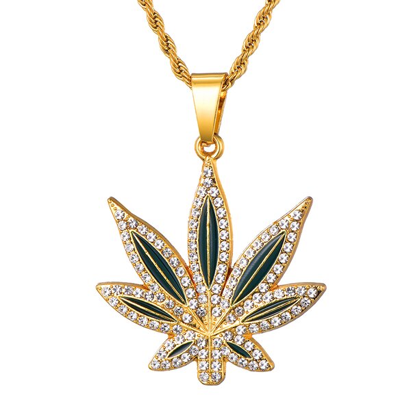 18k Gold Plated Maple Leaf Pendant Factory - Iced Out Hip Hop for Men