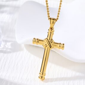 Waterproof Cross Pendant Necklace Manufacturer - PVD Gold Plated 316L Stainless Steel