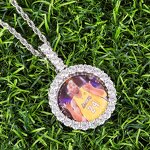 Hip Hop Custom Circle Picture Necklace Factory - Iced Cubic Zirconia Round Photo