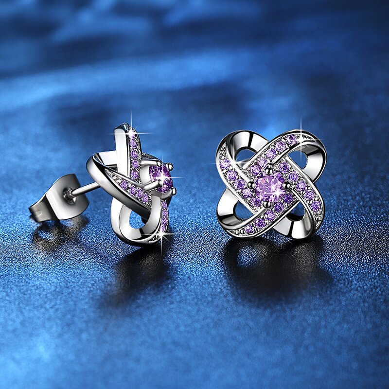 Diamond Spin Female Earrings Factory - Daily Gift Zircon Prong Setting Brass