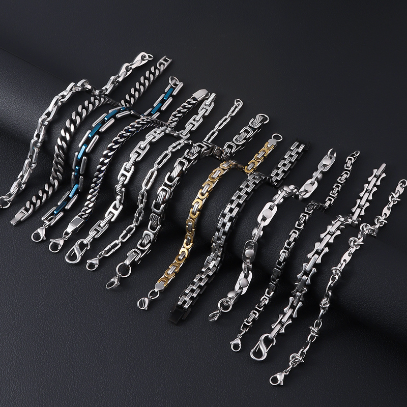 Trendy Hip-Hop Stainless Steel Bracelet Factory - Franco Cuban Chain Sets for Man