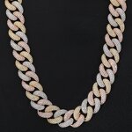 925 Vermeil Iced Out Necklace Factory - 20mm Chunky Prong Cuban Chain