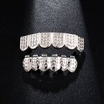 Double Zirconia Grillz Manufacturer - Two Teeth Top for Men Rapper Wholesale