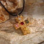 Vintage Waterproof Cross Necklace Manufacturer - Stainless Steel Zircon Chunky Pendant