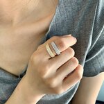 Luxury Jewelry Ring Factory - 8A Cubic Zirconia Icy Diamond Mirco Paved 3 Rows