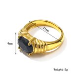 Fashion Jewelry Rings Manufacturer - 18k Gold Plated Statement Stacking Gemstone