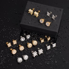 Sustainable Luxury Jewelry Manufacturer - Bulk Hip Hop Round Stud Earrings