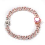 Summer Icy Pink Diamond Anklets Manufacturer - Rose Gold Cuban Heart Gemstone