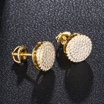 Cubic Zircon Brass Stud Earring Factory - Round Bling Iced Out Full Paved