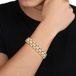 Yellow Gold Watch Link Bracelets Factory - 15mm Miami Chain for Men Wholesale