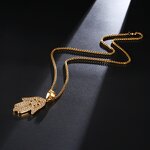 Stainless Steel Fatima Hand Pendant Manufacturer - Micro Paved Iced Out