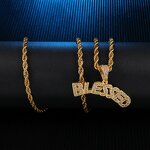 Brass BLESSED Letters Pendant Manufacturer - Iced Out Bubble Necklace for Men